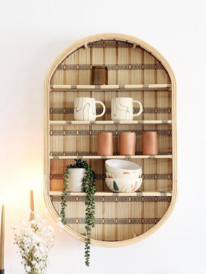 Oval Rattan Wall Shelf