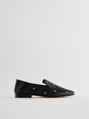 Studded Soft Leather Loafers