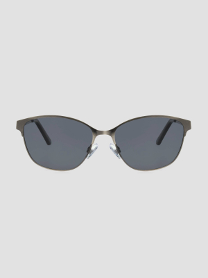 Women's Square Metal Shiny Sunglasses - A New Day™ Black