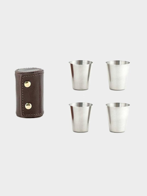 Shot Glasses With Leather Case