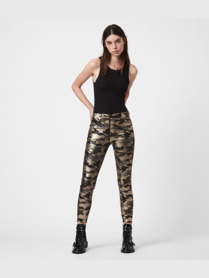 Miller Mid-rise Camouflage Superstretch Skinny Jeans, Gold Miller Mid-rise Camouflage Superstretch Skinny Jeans, Gold