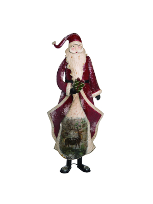 Transpac Metal 32 In. Red Christmas Traditional Standing Santa