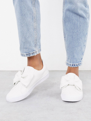 Asos Design Dekker Bow Slip On Sneakers In White