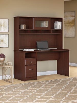 Bush Furniture Cabot 60w Computer Desk W/hutch And Drawers Harvest Cherry Cab042hvc