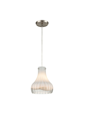 Coastal Scallop 1-light Mini Pendant In Satin Nickel With Opal White And Clear Glass In Various Colors