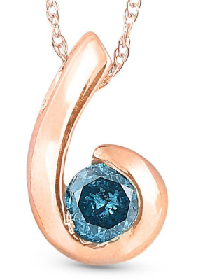 Pompeii3 14k Rose Gold 1/4ct Blue Diamond Solitaire Pendant