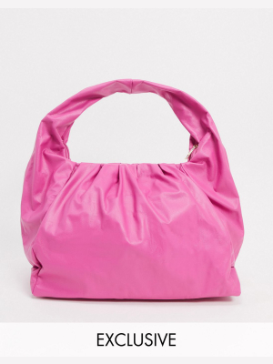 Glamorous Exclusive Slouchy Ruched Tote Bag In Pink