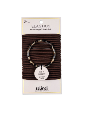 Scunci Thick Hair Elastics With Bonus Ring Holder - 24pc