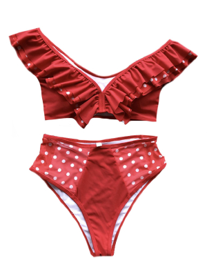 'arabella' Polka Dot Ruffle Front Bikini