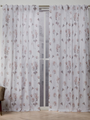 La Petite Fleur Back Tab Light Filtering Window Curtain Panels - Nicole Miller