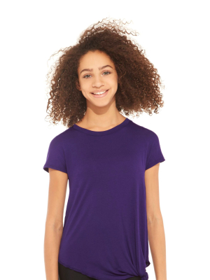 Terez  X Theme Girls Eggplant Tie Front Tee