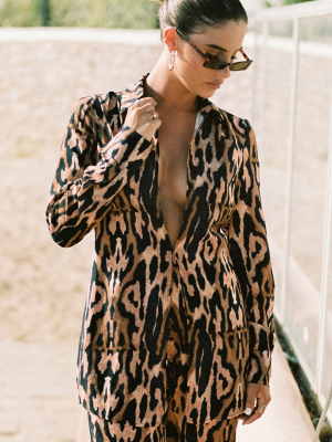 Brown Leopard Print Oversized Shirt