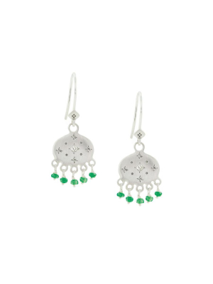 Silver & Emerald New Moon Earrings