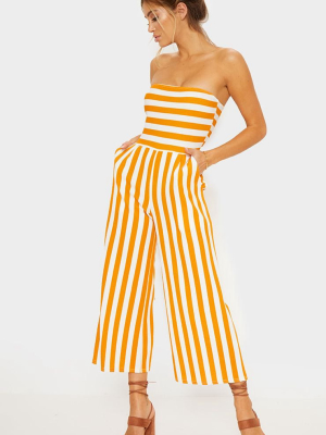 Mustard Contrast Stripe Bandeau Culotte Jumpsuit