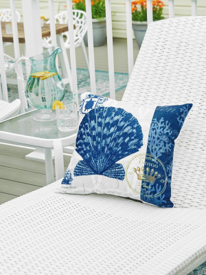 C&f Home 18" X 18" Indigo Shell Coastal Indoor/outdoor Decorative Throw Pillow