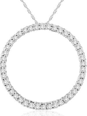 Pompeii3 1 Ct Diamond Circle Of Life Eternity Pendant 14k White Gold