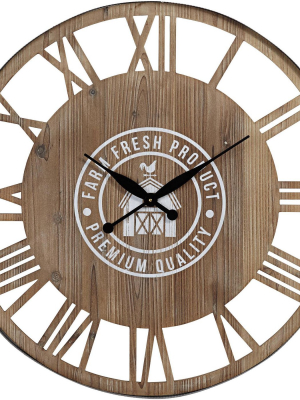 River Parks Studio Farm Fresh 31 1/2" Round Roman Numeral Wood Wall Clock