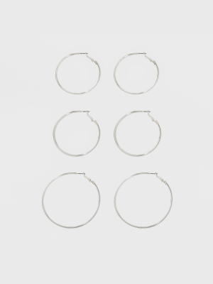 Hoop Earring Set 3ct - A New Day™ Silver