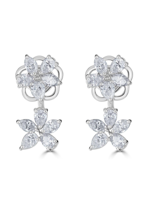 Double Flower Diamond Earrings