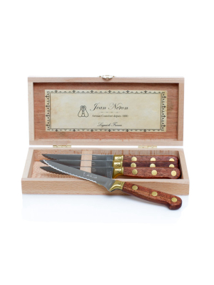 Laiton Wood & Brass Stainless Steel Steak Knives, Set Of 4