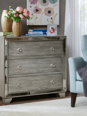 Lily 3-drawer Mirrored Chest - Gray