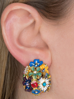 Flower Bug Clip Earrings