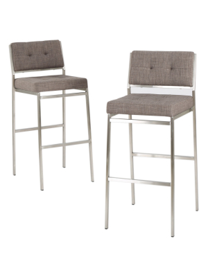 Set Of 2 Qyto 30" Fabric Barstool Light Gray - Christopher Knight Home