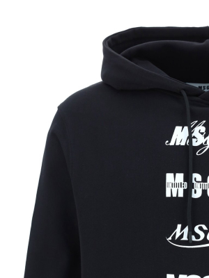 Msgm Logo Printed Hoodie