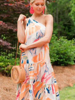 Love Follows Tangerine Orange Midi Dress