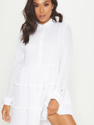 White Shirt Layer Frill Dress