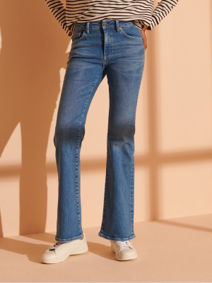 Mid Rise Slim Flare Jeans