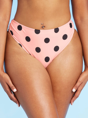 Juniors' Cheeky High Leg High Waist Bikini Bottom - Xhilaration™ Blush Pink Polka Dot