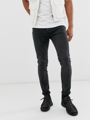 Topman Skinny Jeans In Washed Black