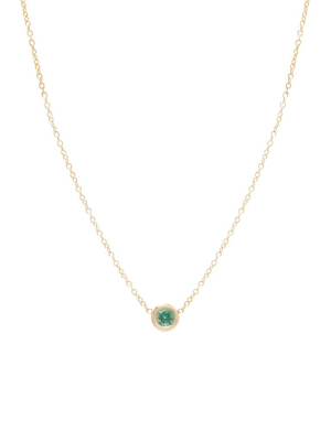 14k Single Emerald Choker Necklace