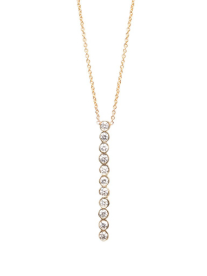 14k Bezel Set Vertical Bar Necklace