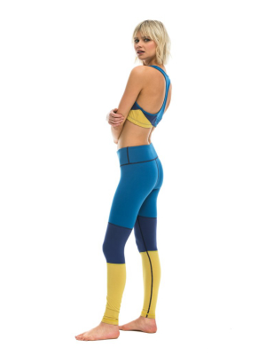 Women's Sprinter Full Length Leggings - Caribbean / Poseidon / Gold