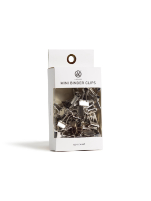 60ct Mini Binder Clips - Silver - U-brands