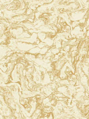 Oil And Water Wallpaper In Gold From The Caspia Collection By Wallquest