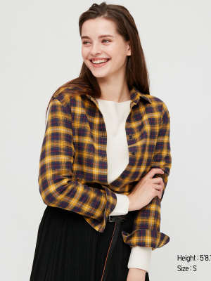 Women Flannel Checked Long-sleeve Shirt