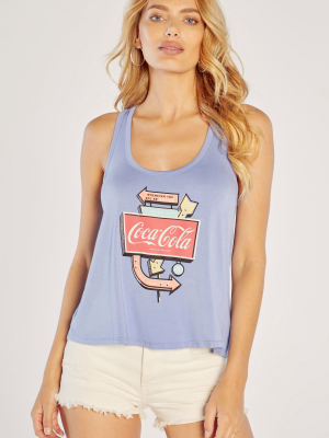 Think Of Coke Curved Hem Tank | Pale Iris