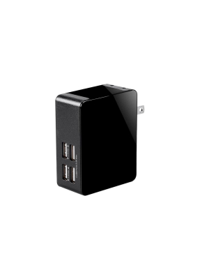 Monoprice Usb Wall Charger 5.0a For Apple And Android | 4-port - Obsidian Series