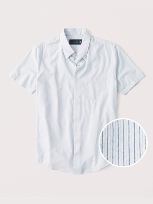 Short-sleeve Striped Button-up Shirt