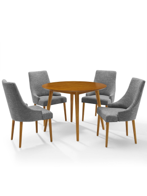 5pc Landon Round Dining Set With Upholstered Chairs - Crosley