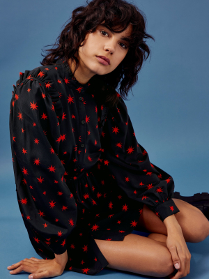 Black Star Print Shirt Dress