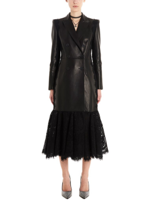 Alexander Mcqueen Lace Insert Trench Coat