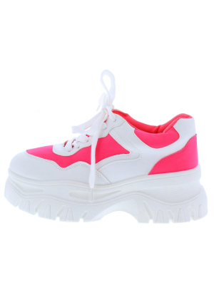 Pops12 Neon Pink Multi Women's Flat