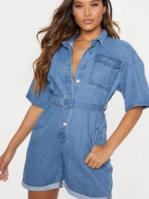 Light Wash Shorts Denim Romper