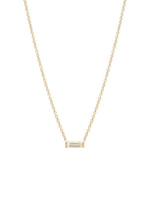 14k Large Horizontal Baguette Diamond Necklace