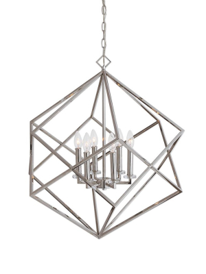 Euclid 6 Light Nickel Cube Pendant