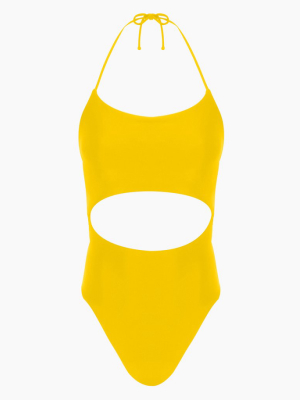 Luna Center Cut-out One Piece Swimsuit - Marigold Yellow